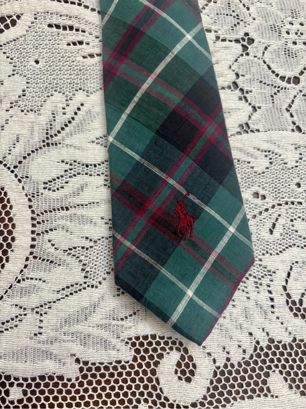 Vintage 1970s Polo Ralph Lauren Necktie Green Plaid Tartan Wide NWT!